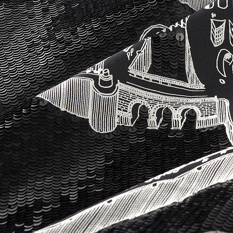 La Cite Cavaliere la Nuit embroidered scarf 90 - Blue | Hermès